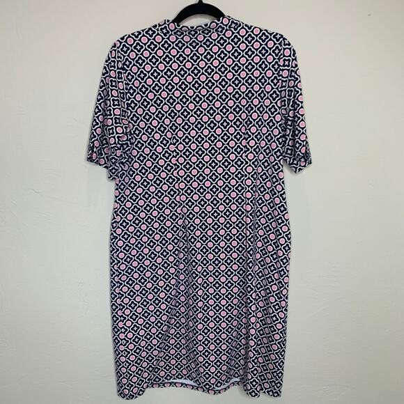 Talbots Plus Athleisure Dress Sz X Blue Pink White Geometric - Picture 2 of 11
